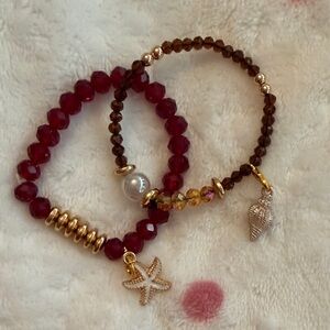 Elegant Beaded Bracelet Set with Starfish and Shell Charms